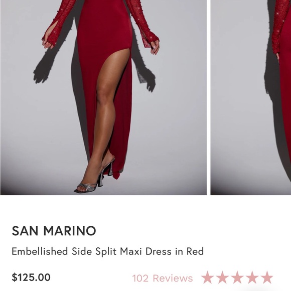 Oh Polly San Marino Embellished Side Split Maxi Dress in Red - Picture 5 of 6